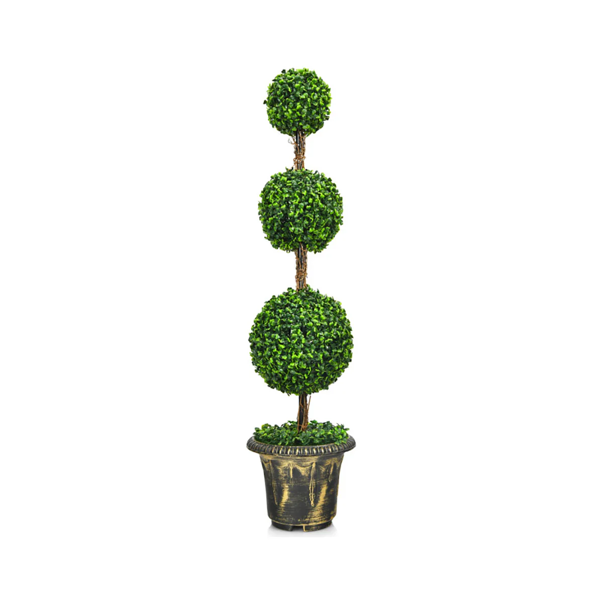 4' Artificial Topiary Triple Ball Tree - Image 2