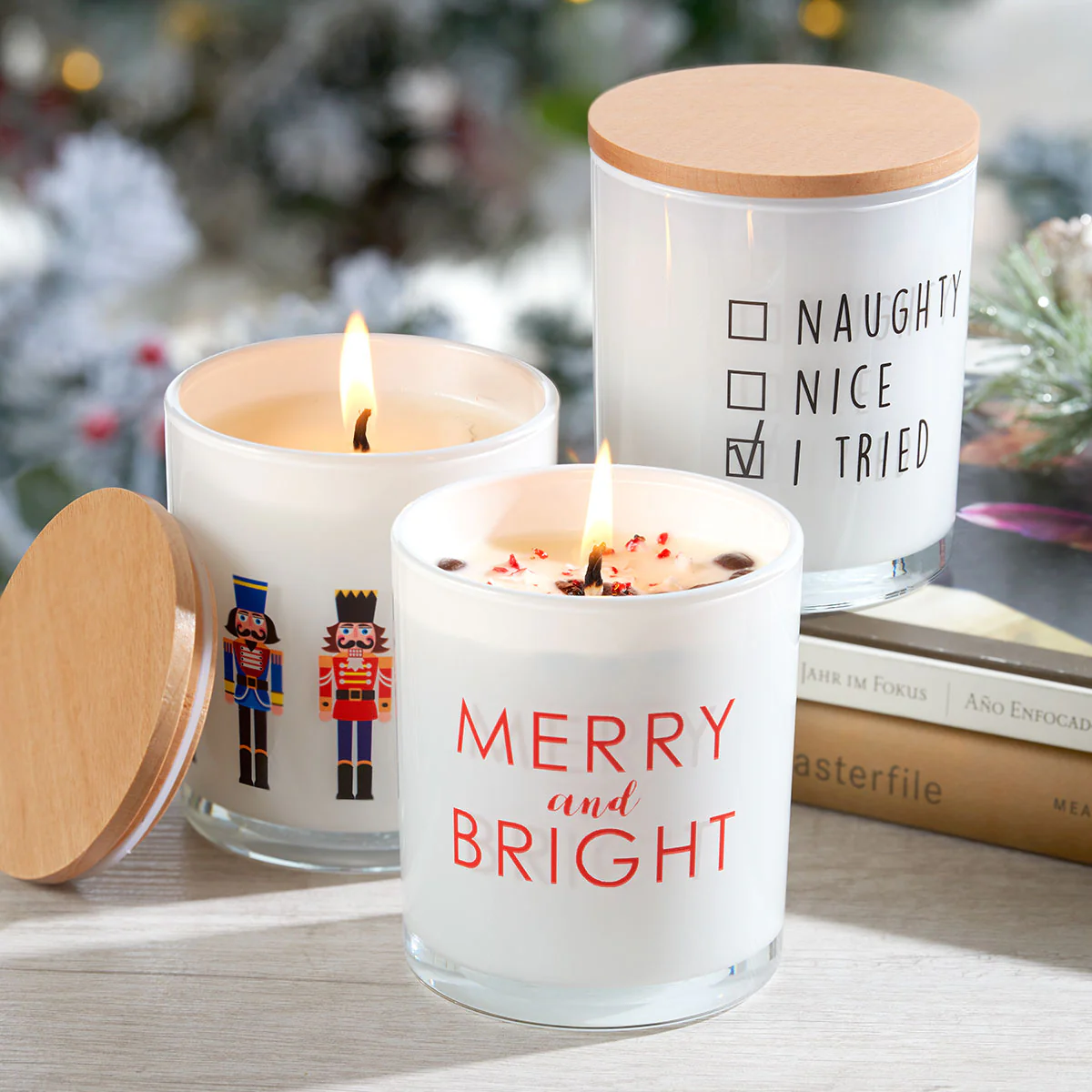Christmas Printed Candles (3 Pack)