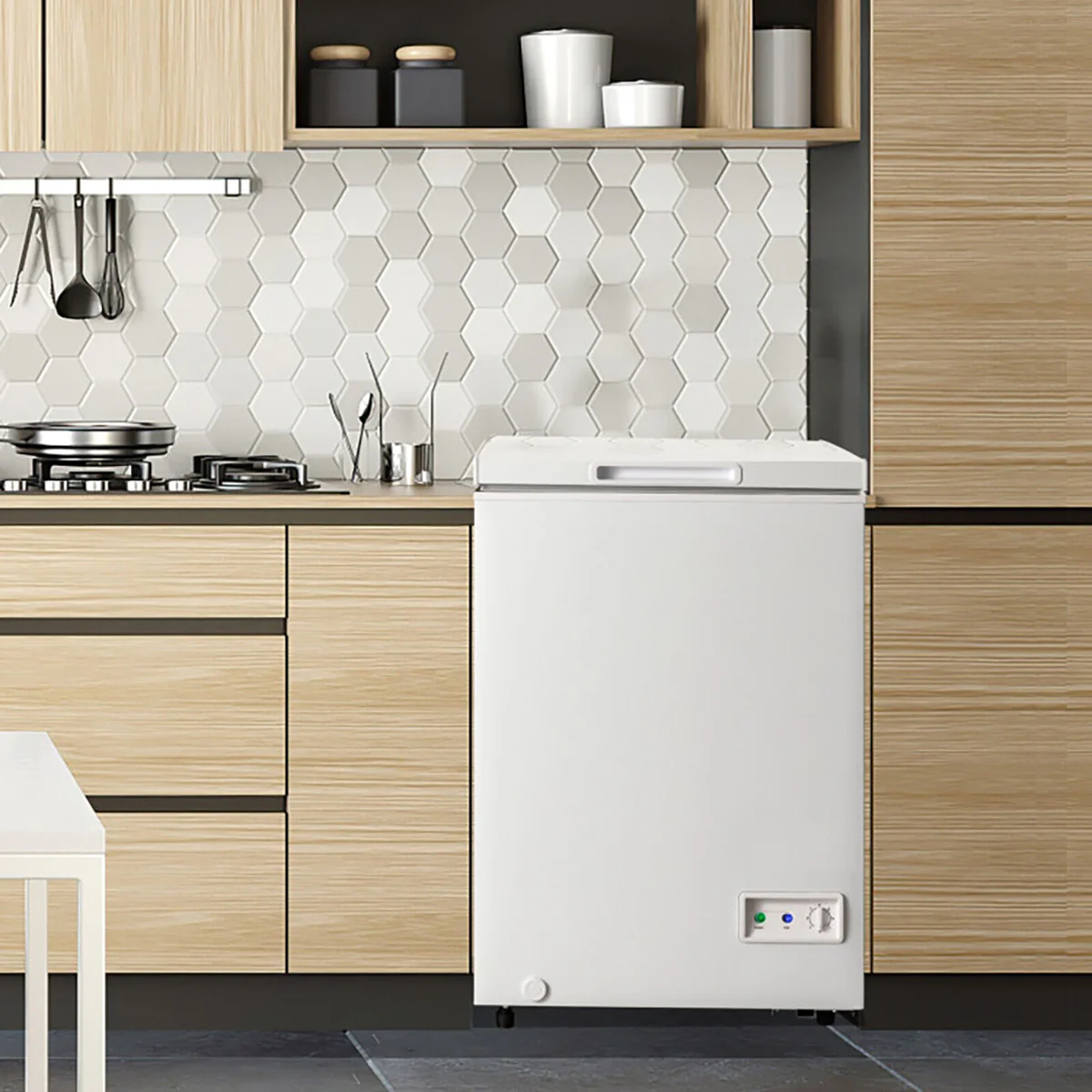 Compact Chest Freezer with Removable Storage Basket - Image 10