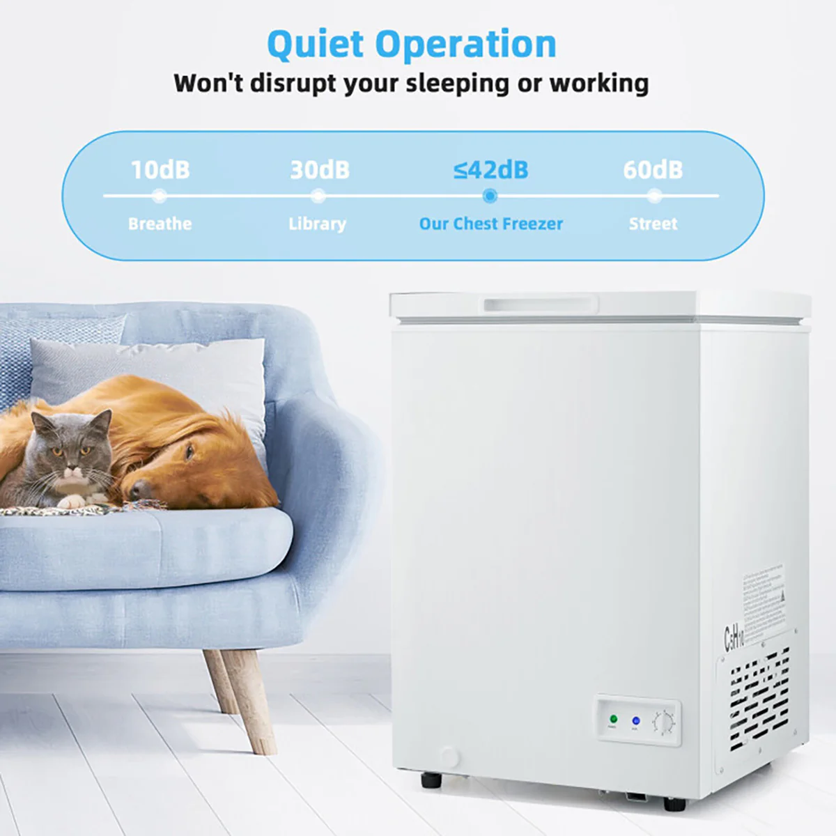 Compact Chest Freezer with Removable Storage Basket - Image 6