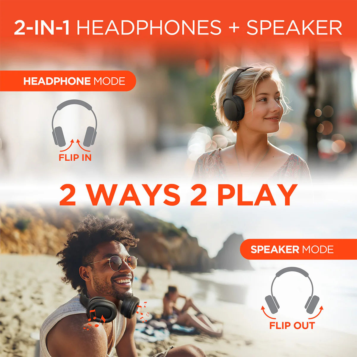 Convertible Wireless Speaker-Headphones - Image 2