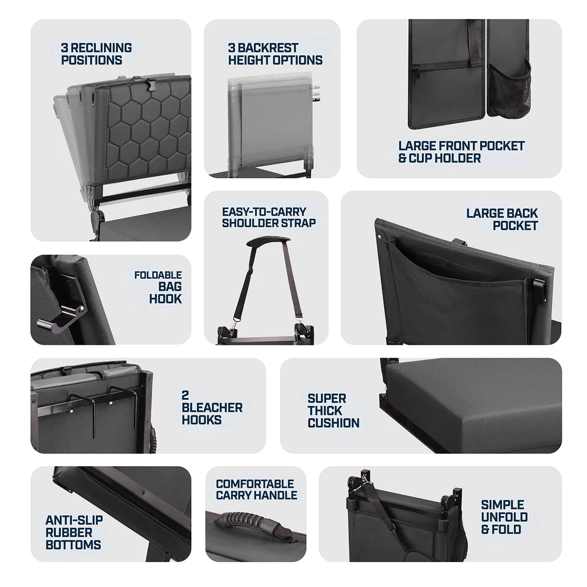 Foldable Heated Massage Stadium Seat - Image 6